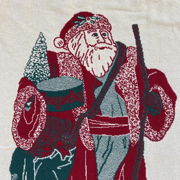Vintage NWT Manual Woodworkers & Weavers Christmas Throw Blanket Tapestry Santa - Picture 3 of 10